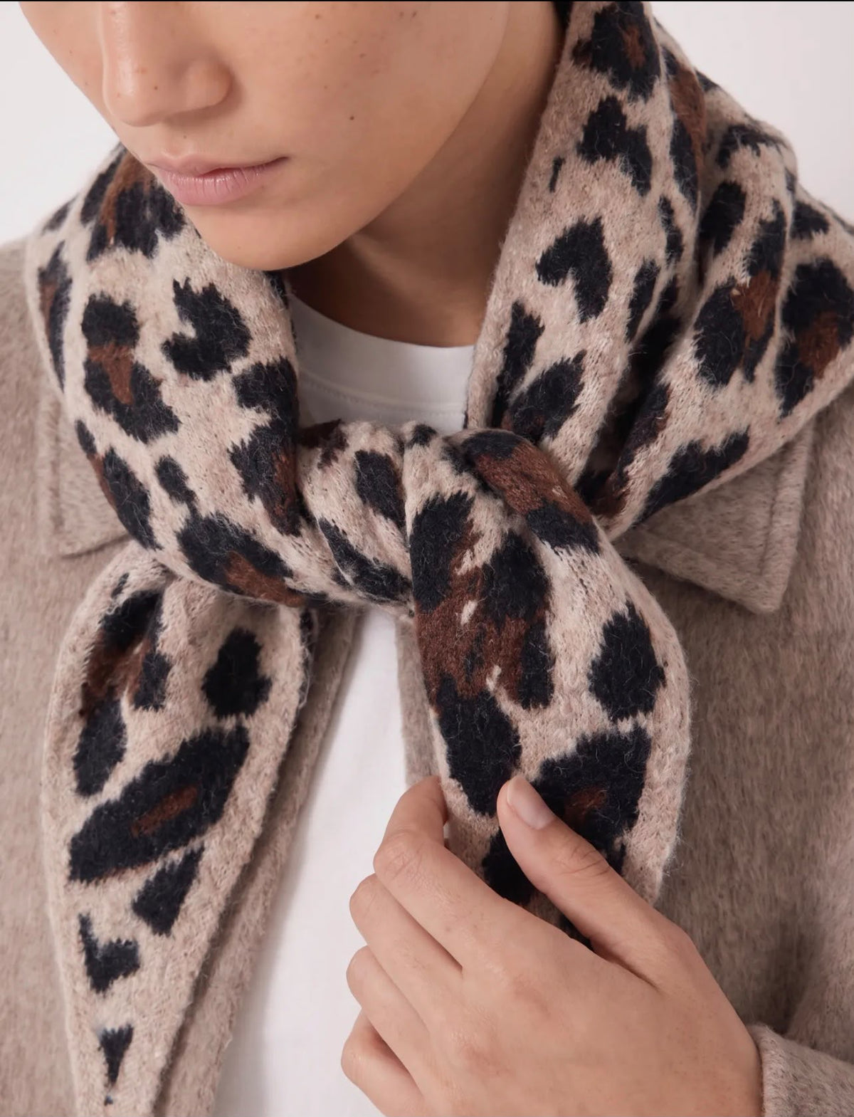 Foulard Triangle Laine Imprimé Léopard
